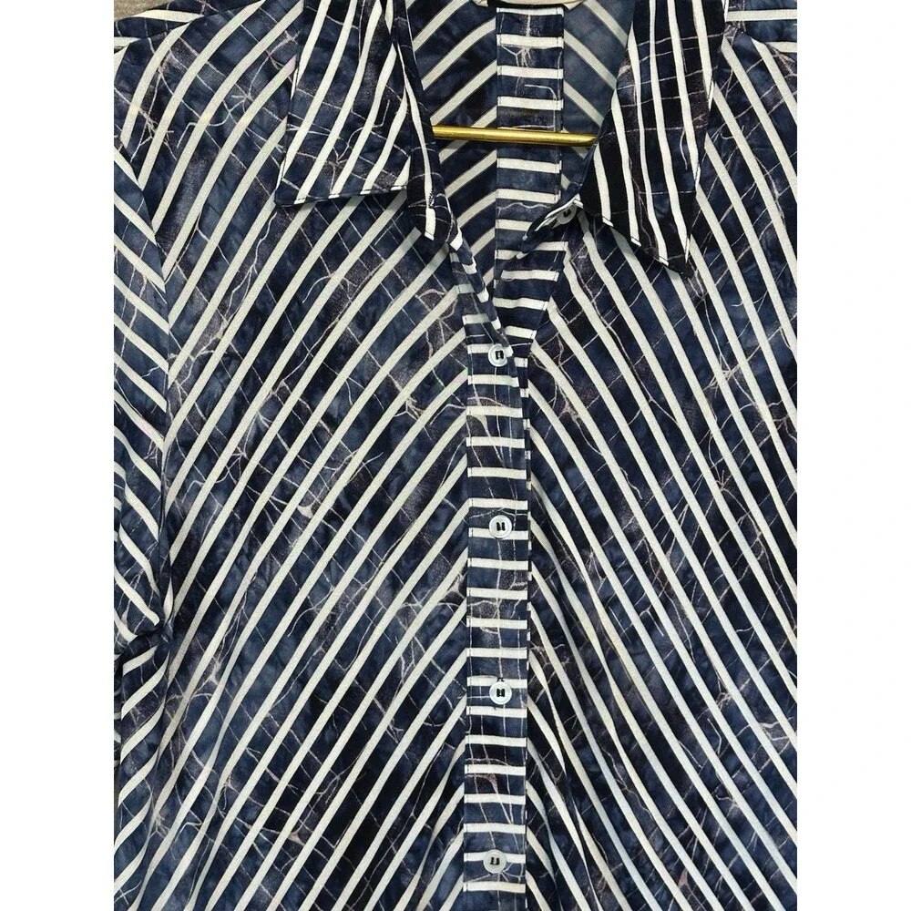 Soft Surroundings Knit Shirt Sz XL Blue Button Up,  Button Back Top Long Sleeve